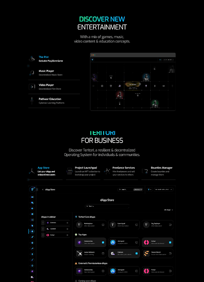 Teritori, UI Design application Web3