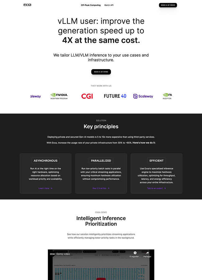 With Exxa, Landing page